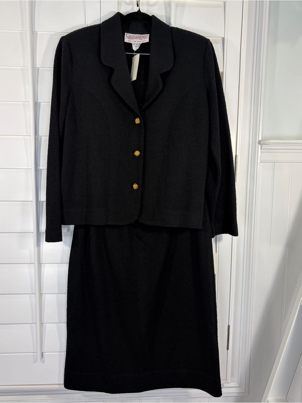 NWT Vintage Castleberry Black Knit Tailored Skirt Set (12) - Picture 2 of 12